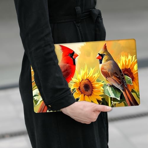 Laptop Skin Sticker Decal 12" 13" 13.3" 14" 15" 15.6",Waterproof Scratch Resistant Vinyl,Reusable Easy to Apply,for MacBook HP Dell Notebooks Netbooks Laptop,2 Wrist Pads,Cardinal Bird Sunflower - color: Cardinal Bird Sunflower