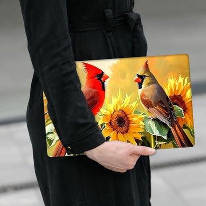 Laptop Skin Sticker Decal 12" 13" 13.3" 14" 15" 15.6",Waterproof Scratch Resistant Vinyl,Reusable Easy to Apply,for MacBook HP Dell Notebooks Netbooks Laptop,2 Wrist Pads,Cardinal Bird Sunflower - color: Cardinal Bird Sunflower