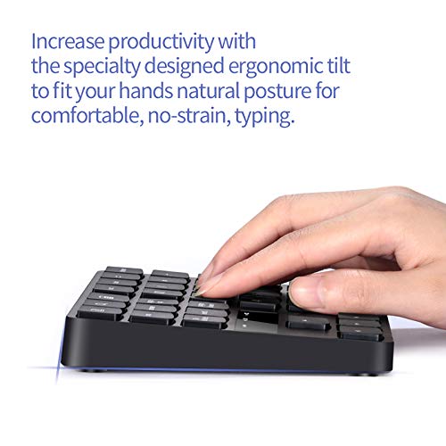 Numeric Keypad, 35-Keys Portable USB Wireless Numeric Keypad Rechargeable Ultra-Silent External Numeric Pad for MacBook and Windows Laptop