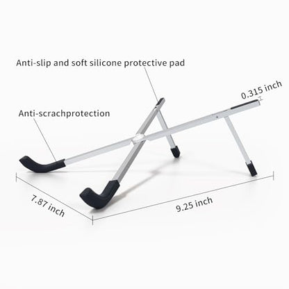 Protable Laptop Stand for Desk,Foldable Laptop Riser Holder,Ventilated Cooling Notebook Mount Computer Stand for 10-15.6” Laptops,Tablets，Aluminum - color: Silver