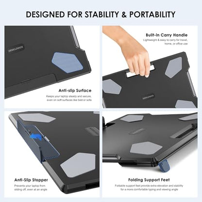 Laptop Lap Desk for Bed & Couch, Portable Laptop Lap Pad with Retractable Left/Right Mouse Pad, Stable & Comfortable Lap Tray for Sofa, Travel, Writing & Home Office