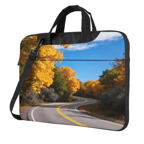 Laptop Shoulder Bag Laptop Carrying Case With Shoulder Straps & Handle Computer Bag For Work Travel - color: Autumn Road, size: 14 inch