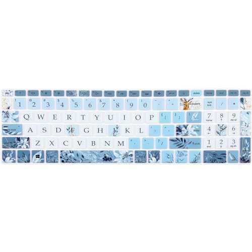 Keyboard Cover for 15.6 HP Laptop 15-fc 15-fd 15t-fd 15z-fc Series, HP Pavilion 15-eg 15t-eg 15-eh 15-er, 17z-ca 17-cn 17-cp 17z-cp Series, Gray Blue Flowers - color: Gray Blue Flowers