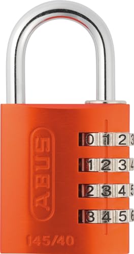 ABUS 145/40 Non-TSA Combination Padlock for Hard Cases, Luggage | Resettable, Orange - color: Orange, size: 40 mm