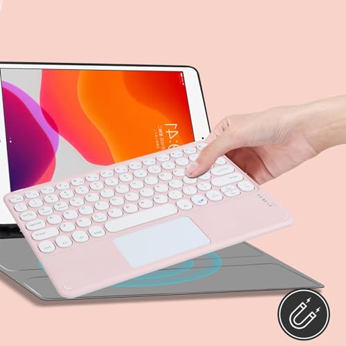 Wireless Keyboard with Touchpad, Ultra-Thin Rechargeable Bluetooth Keyboard Mini, 78 Keys, Pink - color: Pink