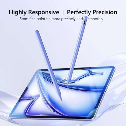 Stylus Pen for iPad 6-11th Gen 2X Fast Charge, Palm Rejection-Purple | Tilt Sensitivity, USB-C Charge, Compatible with 2018-2026 Apple Pencil iPad Pro 11/12.9/13, Air 3/4/5/M2/M3/M4, mini 5/6/7 - color: Purple