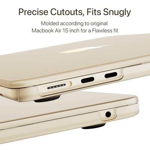 Soonjet for MacBook Air 15 inch Case, M5 M4 M3 M2 2026-2023 Keyboard Cover | 100% Color Match, Matte Starlight Clear, Anti Crack & Fingerprint & Scratch, Ultra Thin & Light, Protective Laptop Hard Shell - color: Frost Starlight