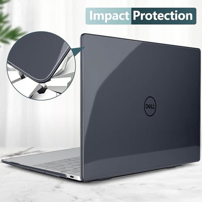 Crystal Clear Case for Dell XPS 13 Copilot+ PC 13.4" Display 2024 – Slim Lightweight Transparent Laptop Shell with Scratch-Resistant Protection, Ventilation Design, Black - color: Black