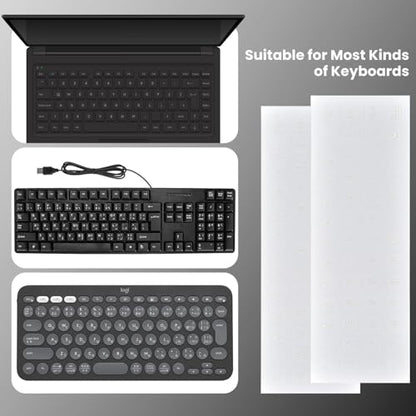 2PCS English Keyboard Letter Stickers with Tweezer - 3D Keyboard Letters Replacement Stickers, Borderless Characters for Laptop Notebook Computer PC Desktop Keyboard, Peel-off Film, Only Leave Letters - size: English-White