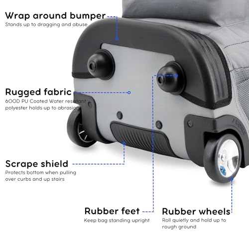 J World Sundance Laptop Rolling Backpack for Girls Boys. Roller Bookbag with Wheels, 20 Inch, Grey - color: Grey