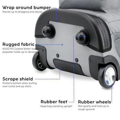 J World Sundance Laptop Rolling Backpack for Girls Boys. Roller Bookbag with Wheels, 20 Inch, Grey - color: Grey
