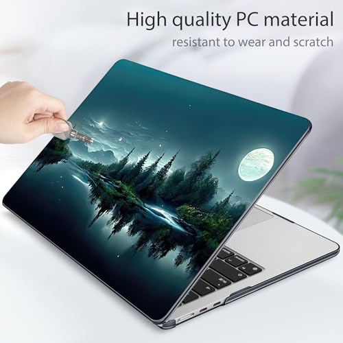 Tuiklol for MacBook Air 13 inch Case M5 2026 M4 2025 M3 2024 M2 2022 Release Model A3449 A3240 A3113 A2681,Plastic Hard Shell Cover for MacBook Air 13.6 with Touch ID, Night Dark Forest - color: Winter flower