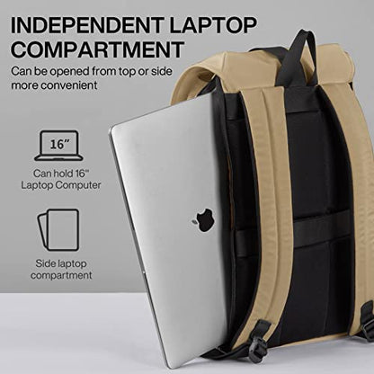 mixi Travel Laptop Backpack for Women & Men, Carry On Backpack fits 16'' Laptop Waterproof Rucksack,17 Inch, Mocha Brown - color: Mocha Brown