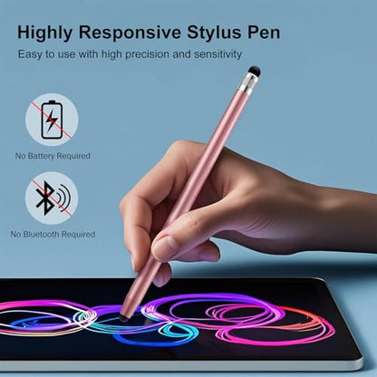 12Pcs Rose Stylus Pen for Touchscreen, 2-in-1 Stylus Pen for iPad | High Precision & Sensitivity, Aluminum Body, Suitable for iPad iPhone Android Smartphone Tablet Switch and All Touch Screens - color: 12 Rose Gold