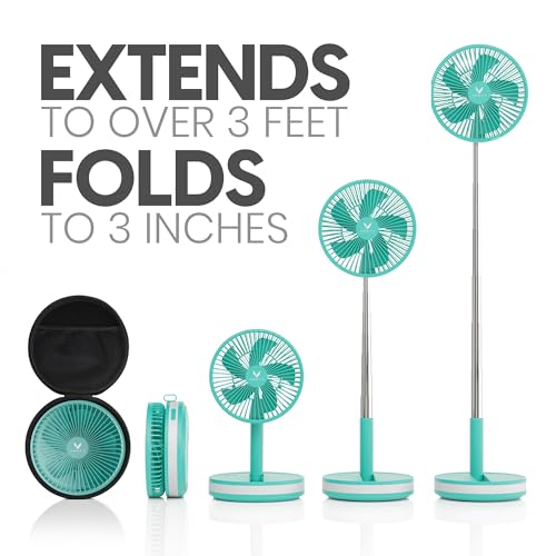 VENTY Portable Fan - Wireless Battery Operated Fan - 4 Speeds - LED Lighting - Carry Case & Remote Control - Cruise Travel - Outdoor Travel RV Power Bank With USB-C Port (Mint with Case) - color: Mint