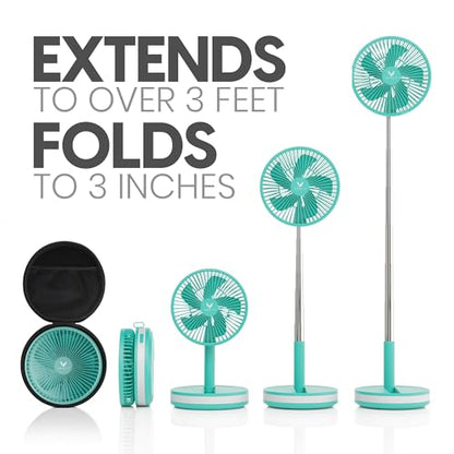 VENTY Portable Fan - Wireless Battery Operated Fan - 4 Speeds - LED Lighting - Carry Case & Remote Control - Cruise Travel - Outdoor Travel RV Power Bank With USB-C Port (Mint with Case) - color: Mint