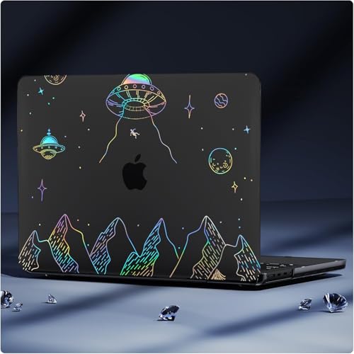 Clear Black Case for MacBook Air 13 inch 2021-2018 M1 A2337 A2179 A1932, Plastic Hard Shell Case & Keyboard Cover for MacBook Air 13.3 inch, Planet - color: Clear Black Planet