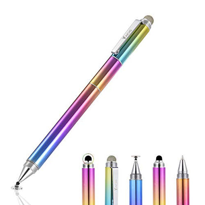 Capacitive Stylus Pen, 4-in-1 High Sensitivity and Precision Touch Screen Stylus Clear Disc Tip,Black Rubber Tip &Mesh Fiber Tip Compatible with Universal Touch Screen Device, Dreamy Rainbow - color: Dreamy Rainbow