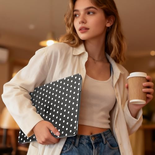 May Chen for MacBook Neo Case 13 inch 2026 | 100% Match Official Color | Pattern Printing, Anti-Crack & Scratch & Fingerprint | Protective Hard Shell Cases Laptop Model A3404, Black - White Polka dot - color: Black - White Polka dot