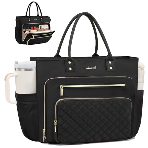 LOVEVOOK Laptop Tote Bag for Women, Work Bags Computer Laptop Bag, Teacher Tote Bag, Professional Briefcase Business Large Purses Handbag, Black, 17 Inch - color: Black, size: 17.3 inch