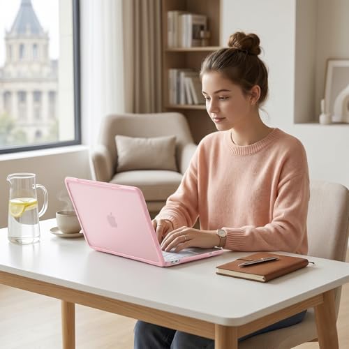 Batianda Ultimate Rugged Case for MacBook Neo 13 Inch 2026, Blush | Fits Model A3404, Shock-Absorbing TPU Bumper, Carbon Fiber Side Texture, Matte Rugged Shockproof Hybrid Protective Shell - color: Blush