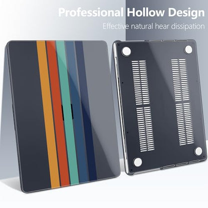 Batianda Case for New MacBook Pro 16 inch 2026 M5 2024 2023 2021 Release with M4 M3 M2 M1 Pro/Max Chip,Slim Lightweight Protective Shell with Creative Pattern with Keyboard Cover Protector, Stripes - color: Black Stripes