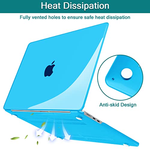 Teryeefi MacBook Air 13.6 Inch Case 2022 2023 2024 2025 2026 Model: A2681/A3113/A3240/A3449 with M2 M3 M4 M5 Chip, Hard Shell Cover with Keyboard Cover & USB 3.0 Adapter, Crystal Blue - color: Crystal Blue