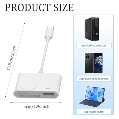 SD Card Reader for iPhone 17 16 15, MBODMI 3 in 1 SD/Micro SD Memory Card | for iPhone/ Mac, Digital Camera Adapter to iphone with USB A Port for Laptop and More Android USB-C Devices,No App Required - size: 3-IN-1