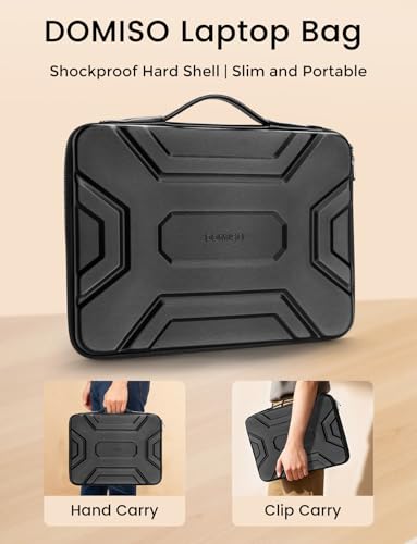 DOMISO 14 inch Laptop Sleeve with Handle, Shockproof & Waterproof EVA Protective Laptop case, Hard Laptop Sleeve for 14" HP Dell Asus Lenovo Laptop, Black - color: Black, size: 14 inch