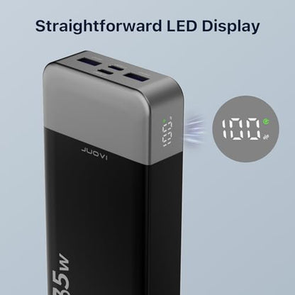 JUOVI Portable Power Bank 20000mAh, 35W Portable Charger, Battery Pack Fast Charging, PD3.0 QC4.0 Phone Battery Pack with LED Display for iPhone 16 15 14, Galaxy, Tablet, Switch, etc - color: Black