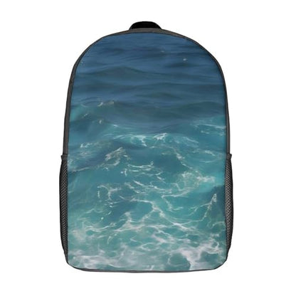 The Blue Sea Business Laptop Backpack for Women Men 17 Inch Carry on Backpack Waterproof Black Bookbag Fashion Lightweight Backpacks for Travel Hiking Camping Casual Daypack Backpacks