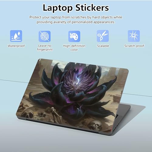 Universal Laptop Skin Sticker with 2 Wrist Pad Skins, Waterproof Scratch Resistant Vinyl Laptop Cover Decal, Cut to Fit for 11–15.6 Inch MacBook HP Dell Lenovo, Dark Lotus - color: Dark Lotus