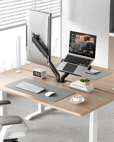 monTEK Dual Monitor Stand for Desk, 17-32 Inch Mechanical Spring Dual Arm, Heavy Duty Steel Adjustable Monitor Mount, Full Motion VESA 75x75/100x100, C-Clamp & Grommet, Holds Up to 20 lbs Each - size: Dual Arm