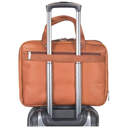 Kenneth Cole REACTION ‘Out of the Bag' Manhattan Colombian Leather 15.6" Laptop Briefcase Travel Business Case Bag - color: Cognac