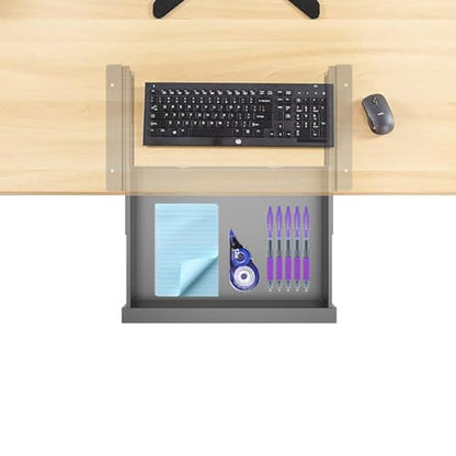 Under Desk Mounted Sliding Pull-out Drawer, W 15.3" x D 8.8" Storage Organizer for Sit Stand Workstation, Metal, Black (Medium) - size: 1TierMedium