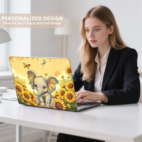 Universal Laptop Skin Sticker for 12/13/14/15.6 Inch Laptops, Reusable Vinyl Laptop Decal Cover, Waterproof Scratch Resistant Notebook Skin with 2 Wrist Pads,Cute Elephant - color: Cute Elephant