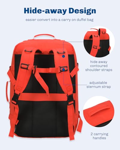 Carry on Backpack 38L Large Travel Backpack for Women Flight Approved Weekender Bag Laptop Backpack Men 15 inches Orange - color: Orange