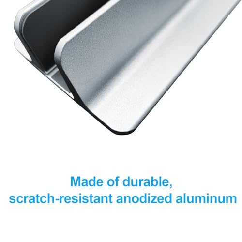 Vertical Laptop Stand Holder, Desktop Aluminum Stand for MacBook with Adjustable Dock Size, Fits All MacBook, Surface, Chromebook and Gaming Laptops (Up to 17.3 inches), Silver - color: Sliver