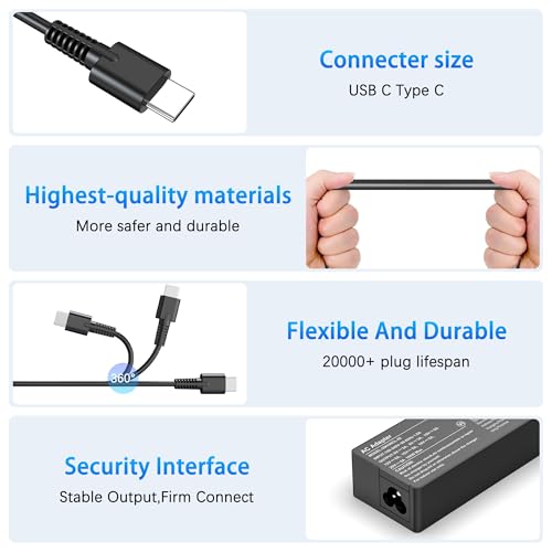 100W USB Type C Laptop Charger Universal Compatible with Lenovo, Acer, Dell, HP, Asus, Mac Book and More Devices, USB C Power Adapter