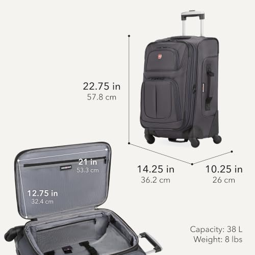 SWISSGEAR Sion 2-Piece Travel Set, Softside Expandable Carry-On Spinner Bundled with 1900 ScanSmart 17" Laptop Backpack with RFID Blocking & Tech Organization, Dark Grey - color: Dark Grey, size: 2-Piece Set (Carry-On/Backpack)