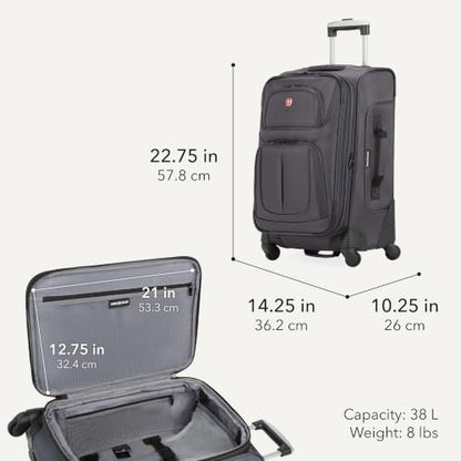 SWISSGEAR Sion 2-Piece Travel Set, Softside Expandable Carry-On Spinner Bundled with 1900 ScanSmart 17" Laptop Backpack with RFID Blocking & Tech Organization, Dark Grey - color: Dark Grey, size: 2-Piece Set (Carry-On/Backpack)