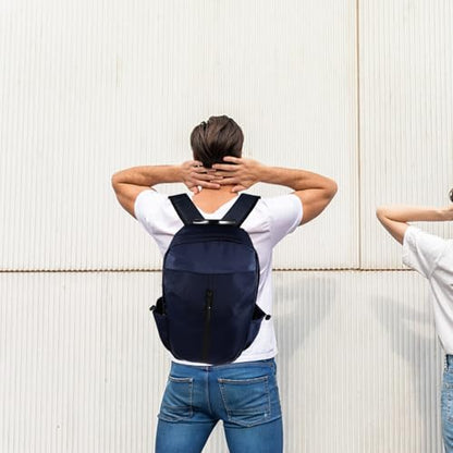 Veemoon Men’s Business Laptop Backpack with USB Charging Port, Blue Travel Computer Bag for Work and School, Casual Shoulder Bag with Storage Compartments