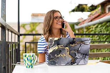 Teryeefi Compatible with 2018 2019 2020 MacBook Air 13 inch Case M1 Chip A2337 A2179 A1932 Retina Display Touch ID, Plastic Hard Shell & Keyboard Cover & Screen Protector,Gray Marble - color: Gray Marble