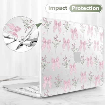 May Chen Compatible with MacBook Neo 13 inch Case 2026 Model A3404, Plastic Hard Shell,Keyboard Cover,Screen Protector,Dust Plug, for MacBook Neo 13" with A18 Pro Chip, Flower & Bow - color: Flower & Bow
