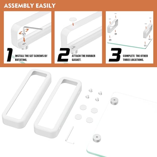 Hemudu Clear Computer Monitor Stand Riser Multi Media Desktop Stand for Flat Screen LCD LED TV, Laptop/Notebook, with Tempered Glass and Metal Legs, HD02T-001 - color: Clear