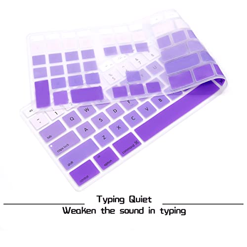 HRH Ombre Purple Silicone Keyboard Skin Cover for iMac Wired USB Full Size Keyboard with Numeric Keypad A1243(G6 MB110LL/B and MB110LL/A) - color: Ombre Purple