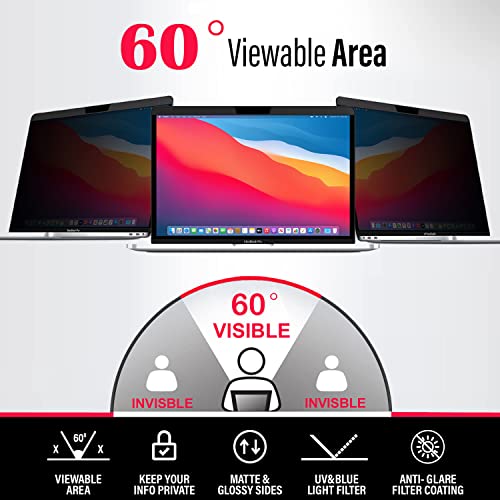 Privacy Screen for MacBook Air 15 Inch (2023-2025, M2, M3, M4) | Removable Flip Over Laptop Privacy Shield | Anti-Glare | Eye Protection| Aniti Spy | Blue Light Reduced Protector - size: Macbook Air 15" M3/M4/M5
