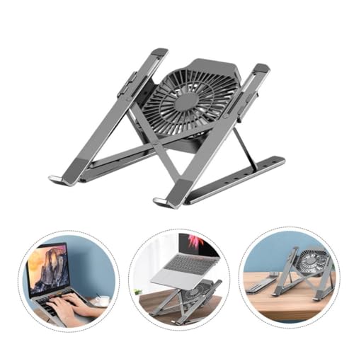 Adjustable Aluminum Alloy Laptop Cooling Stand with Built-in Fan Portable Notebook Holder for Desk Use Height-Riser Laptop Shelf Compatible with Pcs