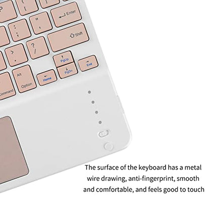 Ultra Slim Wireless Bluetooth Keyboard with Touchpad for iPad, Rechargeable 10'' QWERTY Layout Portable Wireless Keyboard for iPad Pro/Air/Tablet, and Other iOS Android Windows Devices(Pink) - color: pink
