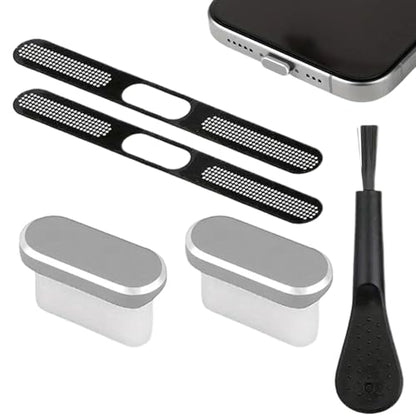 USB C Plug Cover Soft Protector Cleaner Set Electronic Device | Precise Anti Dust Kit for Phone Home Outdoor Offices Desk Car - color: Silver